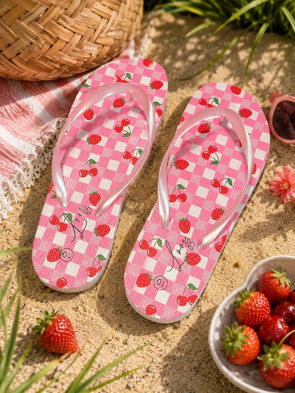 NEW Love 83 Summer Fruit Flip Flops Sandals 10